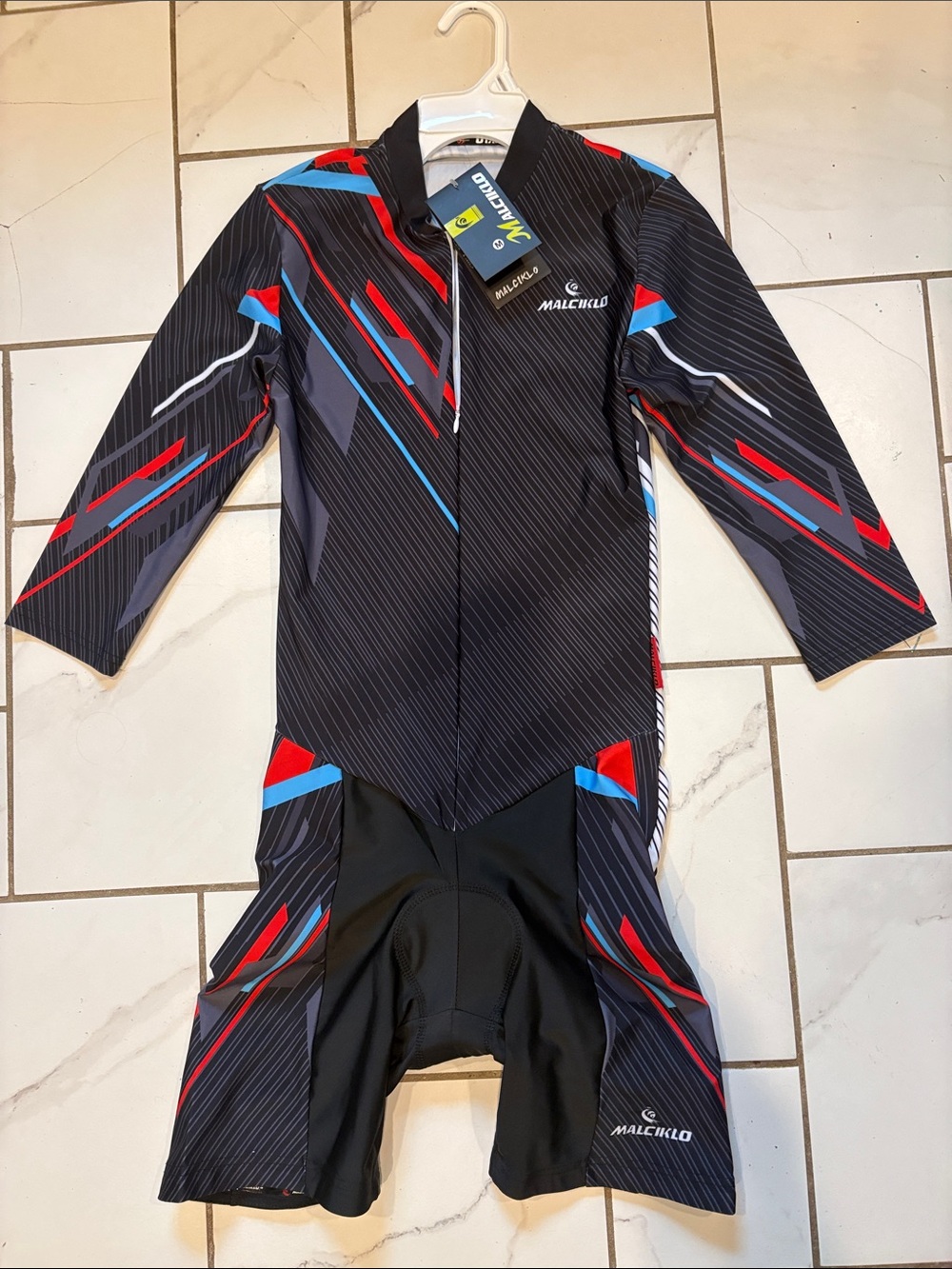 Women's Black, Red & Blue One-Piece Triathlon Suit - NWT - size med